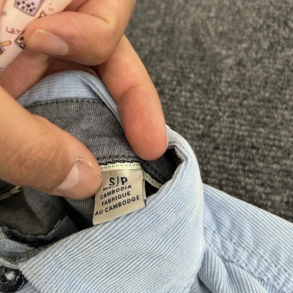 Tommy Bahama Coastline Cord Size Small Mens Blue Corduroy Embroidered Logo Shirt - Picture 6 of 11